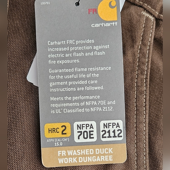 Carhartt FR Washed Duck Work Dungarees 38x32 Nwt - Picture 5 of 5